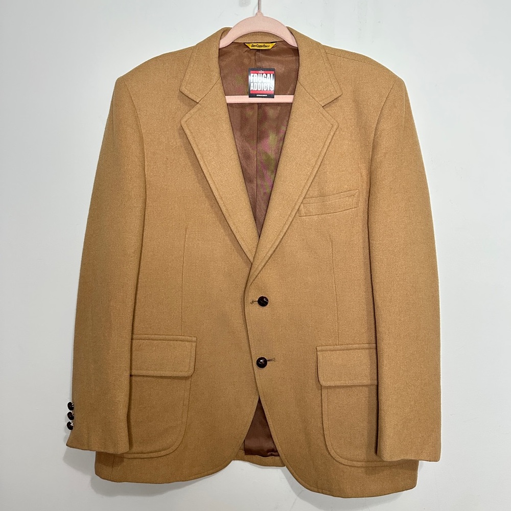Vintage Camel Wool Mens Blazer Sports Coat Size 40R